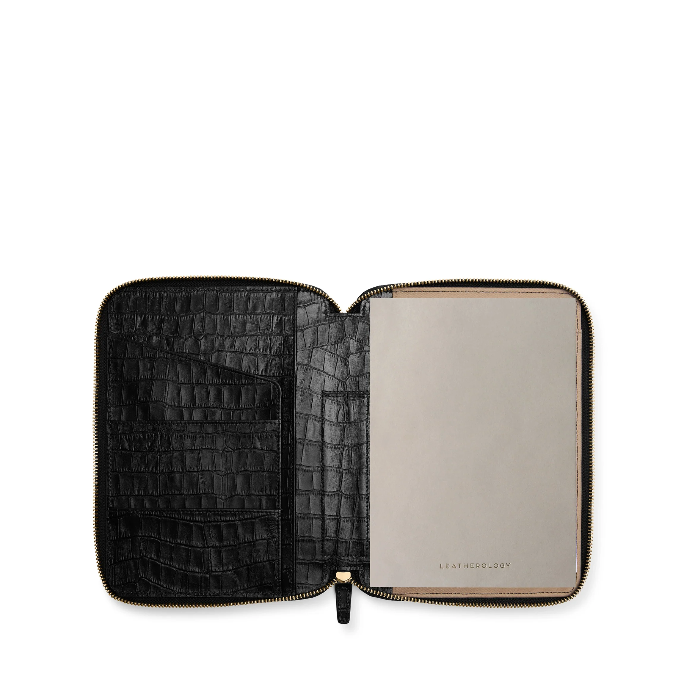 A5 Zippered Journal Black Croc