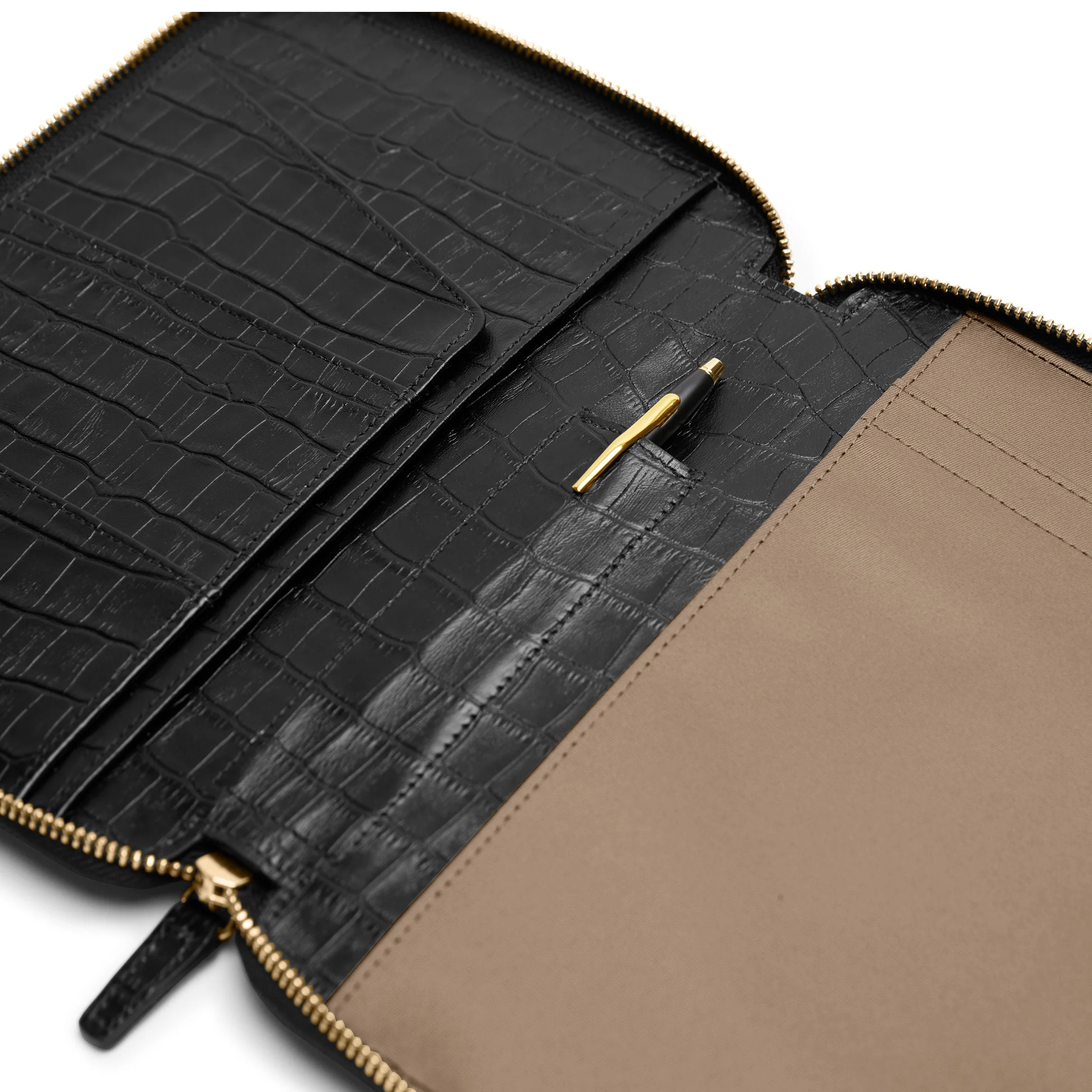 A5 Zippered Journal Black Croc - Image 3