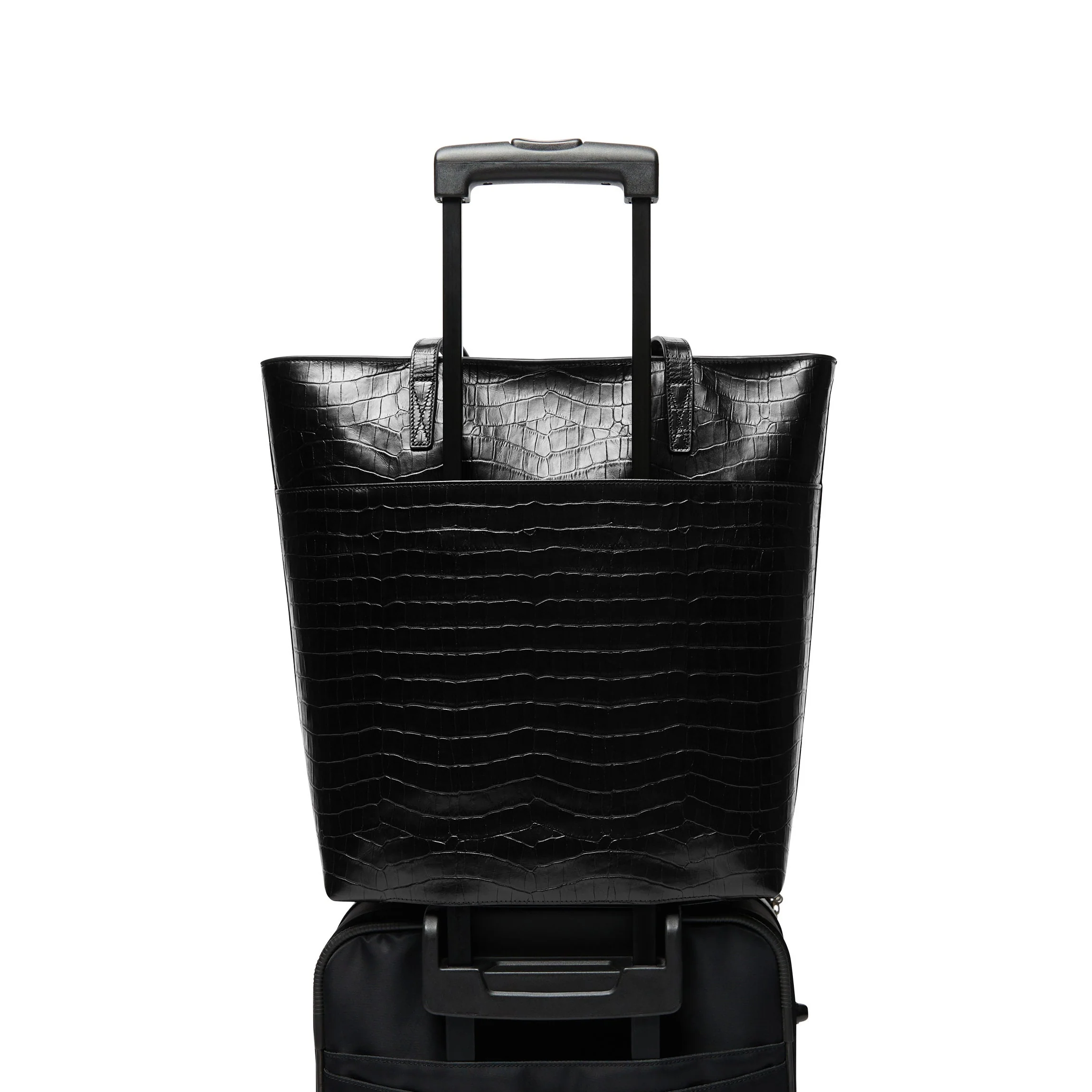 Alex Vertical Work Tote Black Croc - Image 3