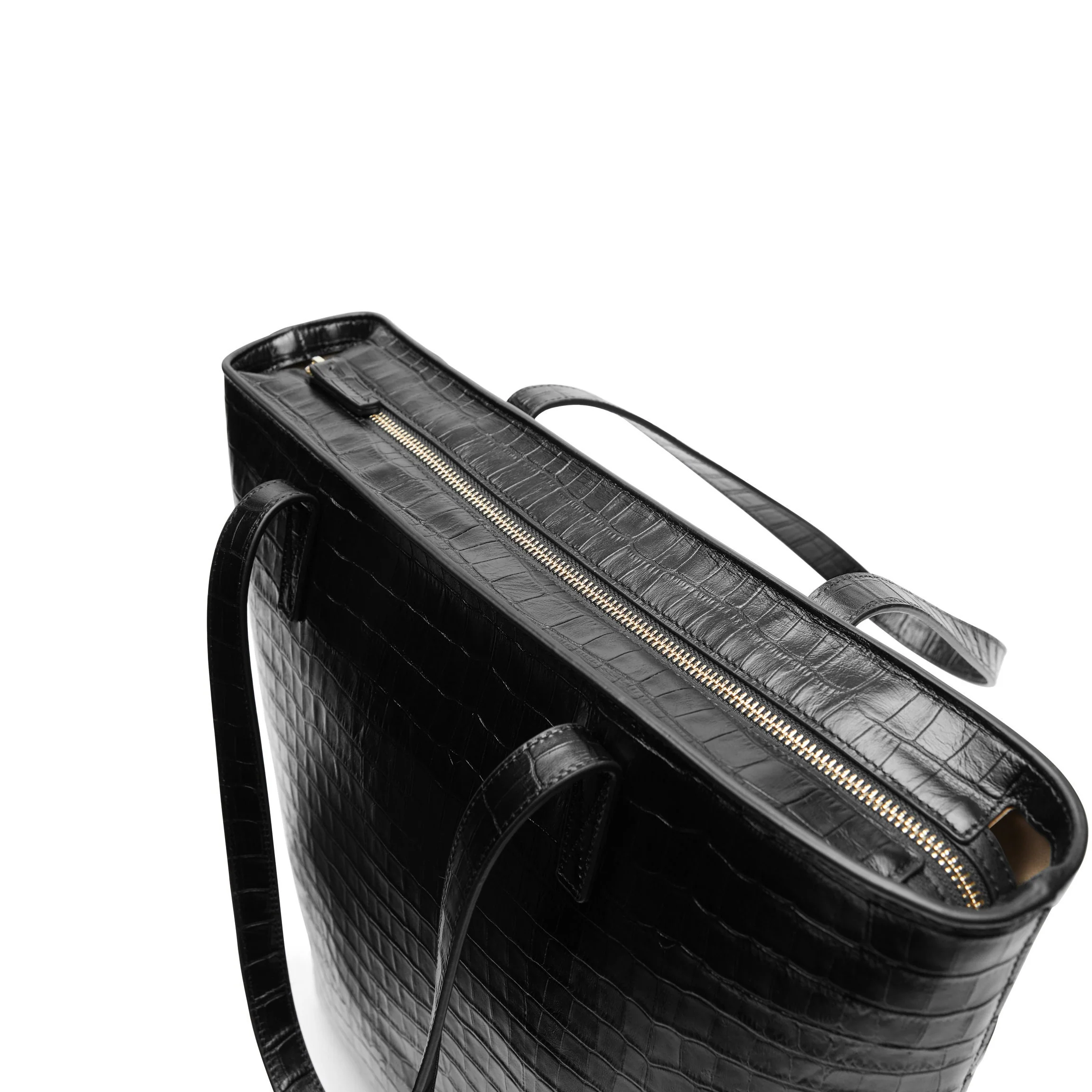 Alex Vertical Work Tote Black Croc - Image 7