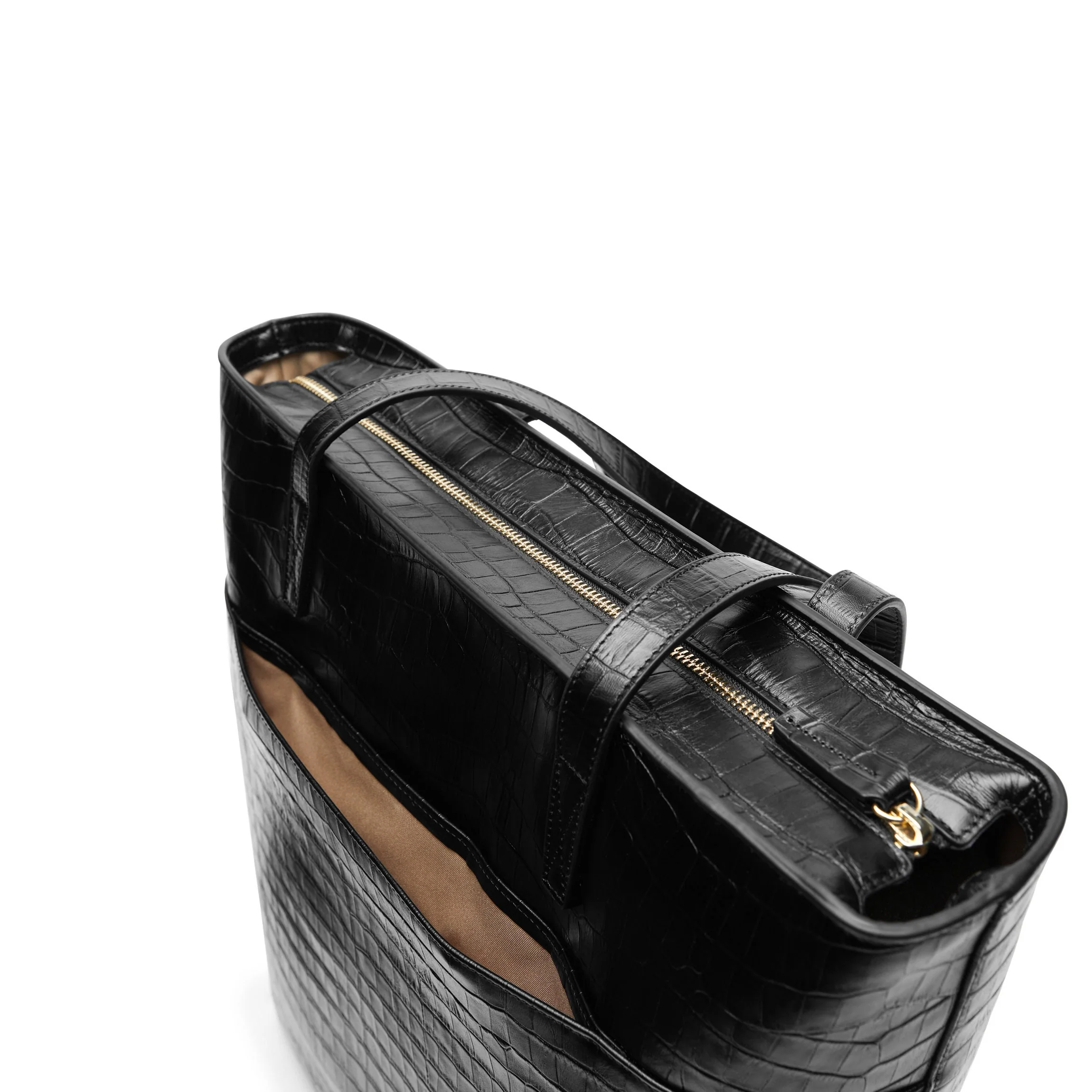 Alex Vertical Work Tote Black Croc - Image 8