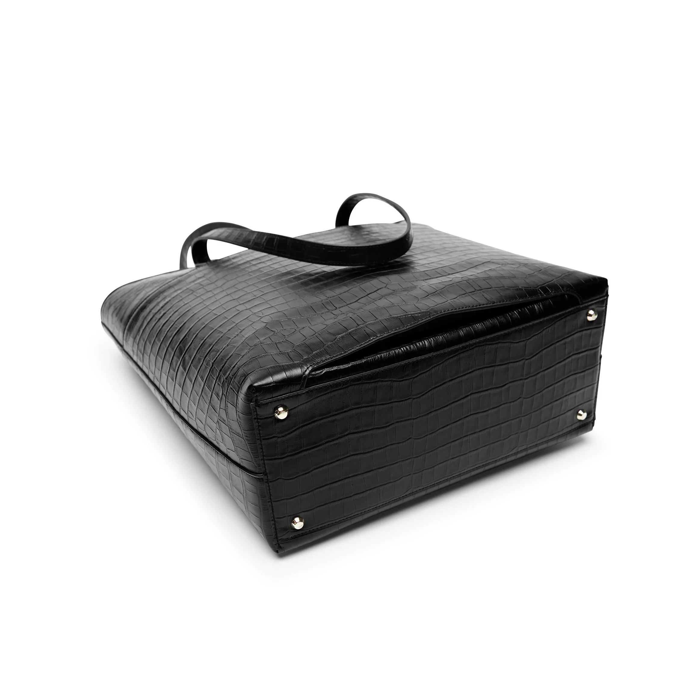 Alex Vertical Work Tote Black Croc - Image 9