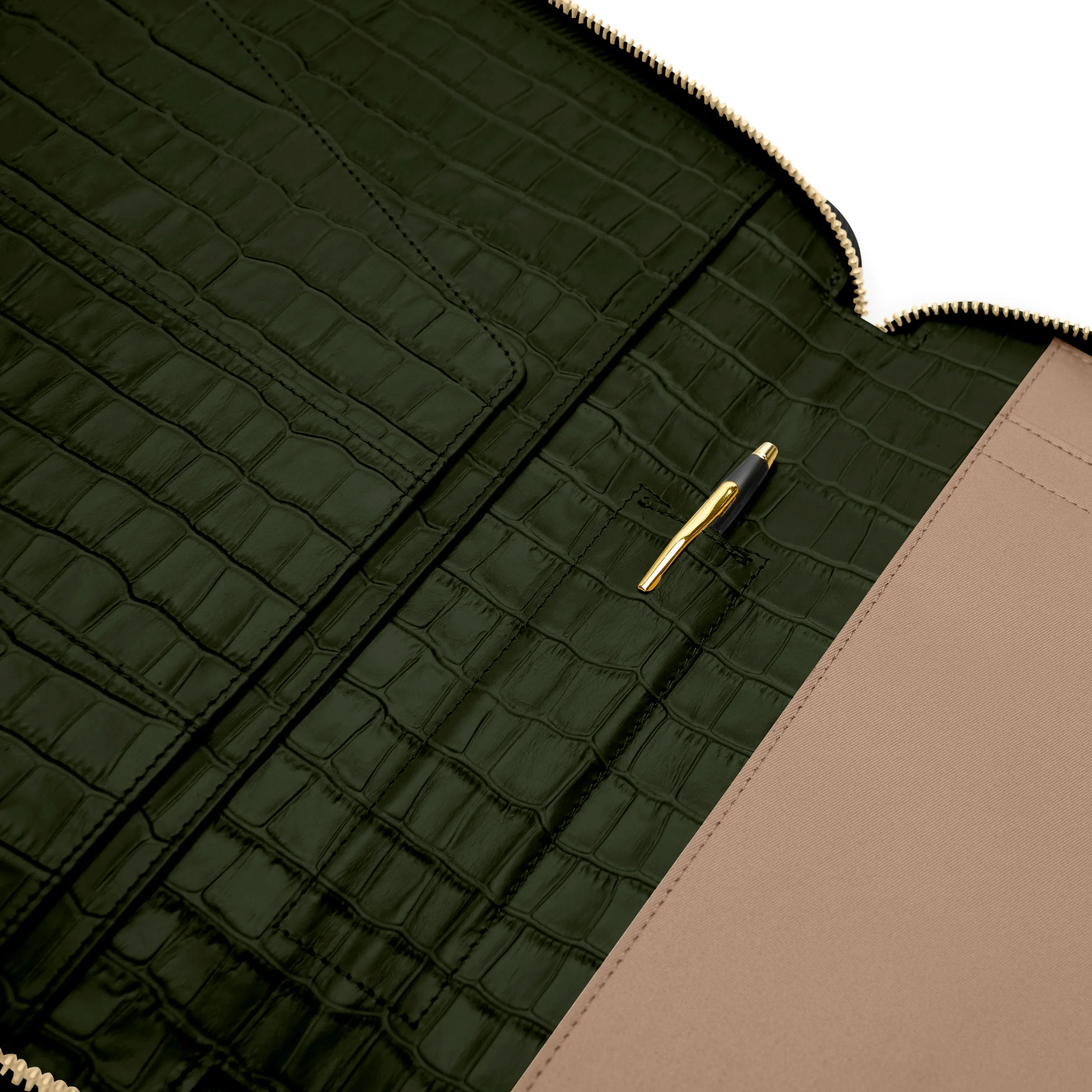 B5 Zippered Padfolio Forest Croc - Image 3