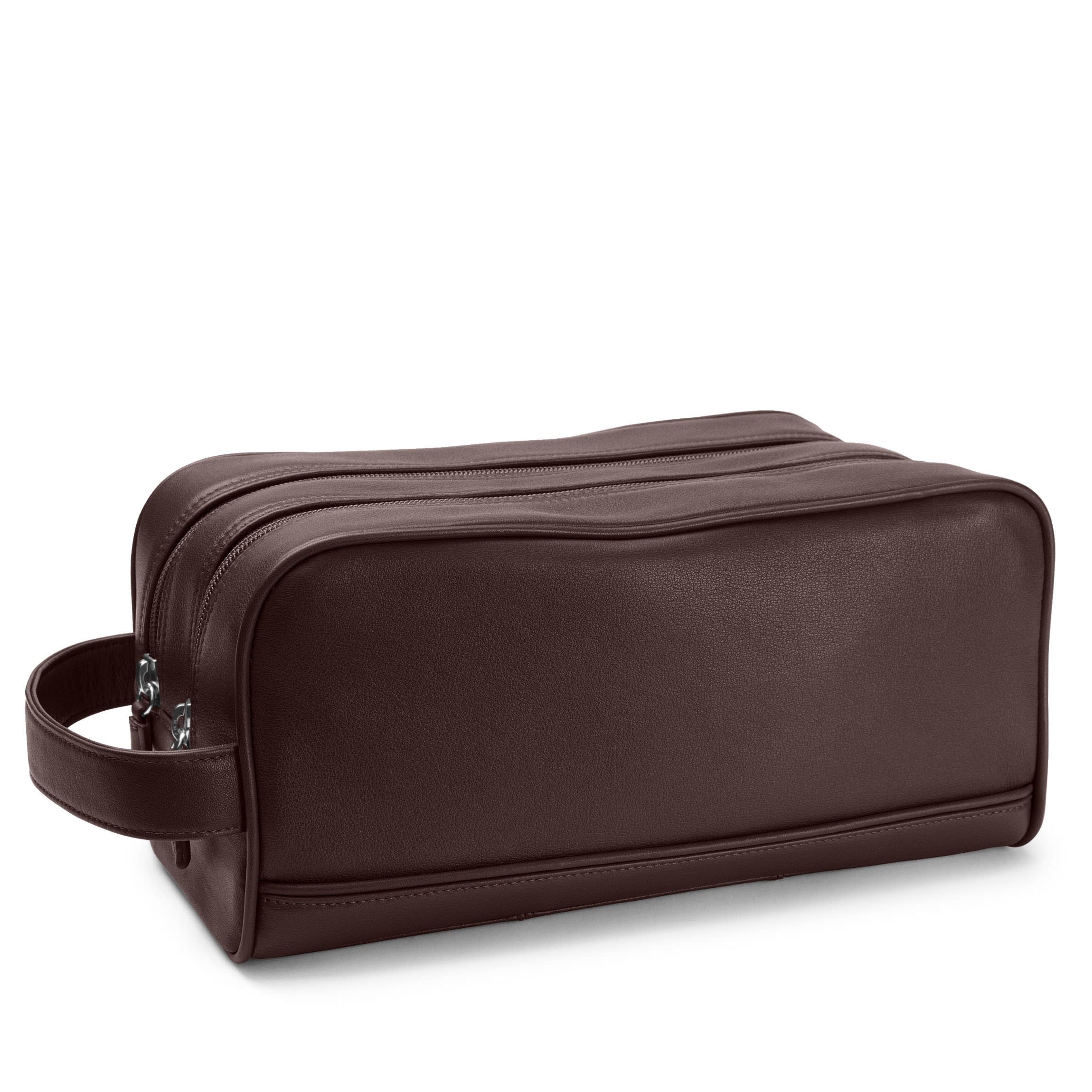 Double Zip Toiletry Bag Brown - Image 5