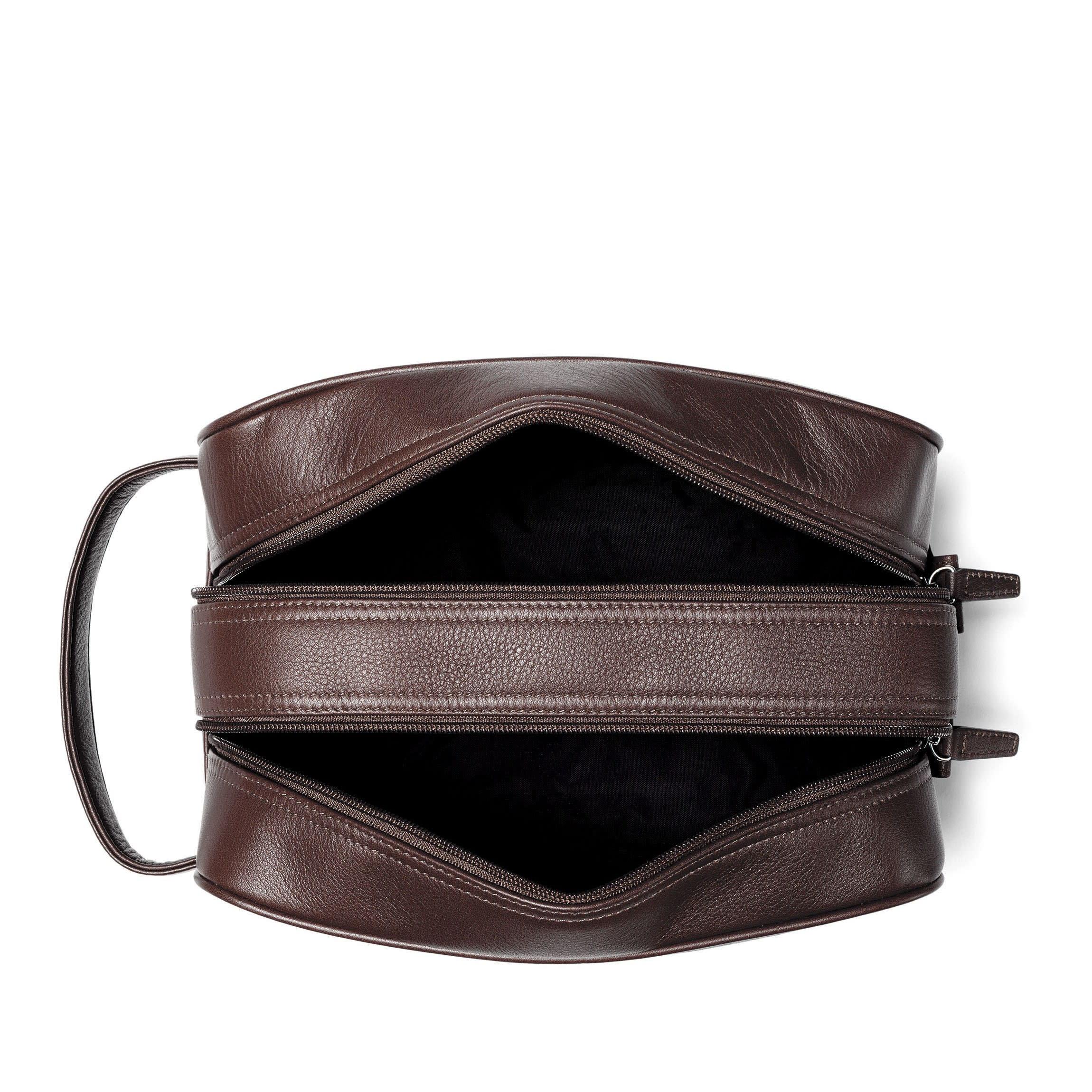 Double Zip Toiletry Bag Brown - Image 6