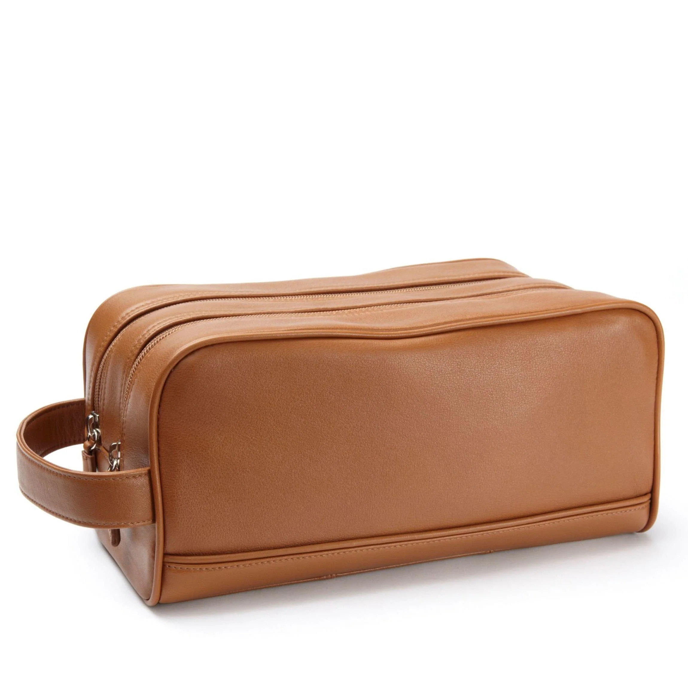 Double Zip Toiletry Bag Cognac - Image 5