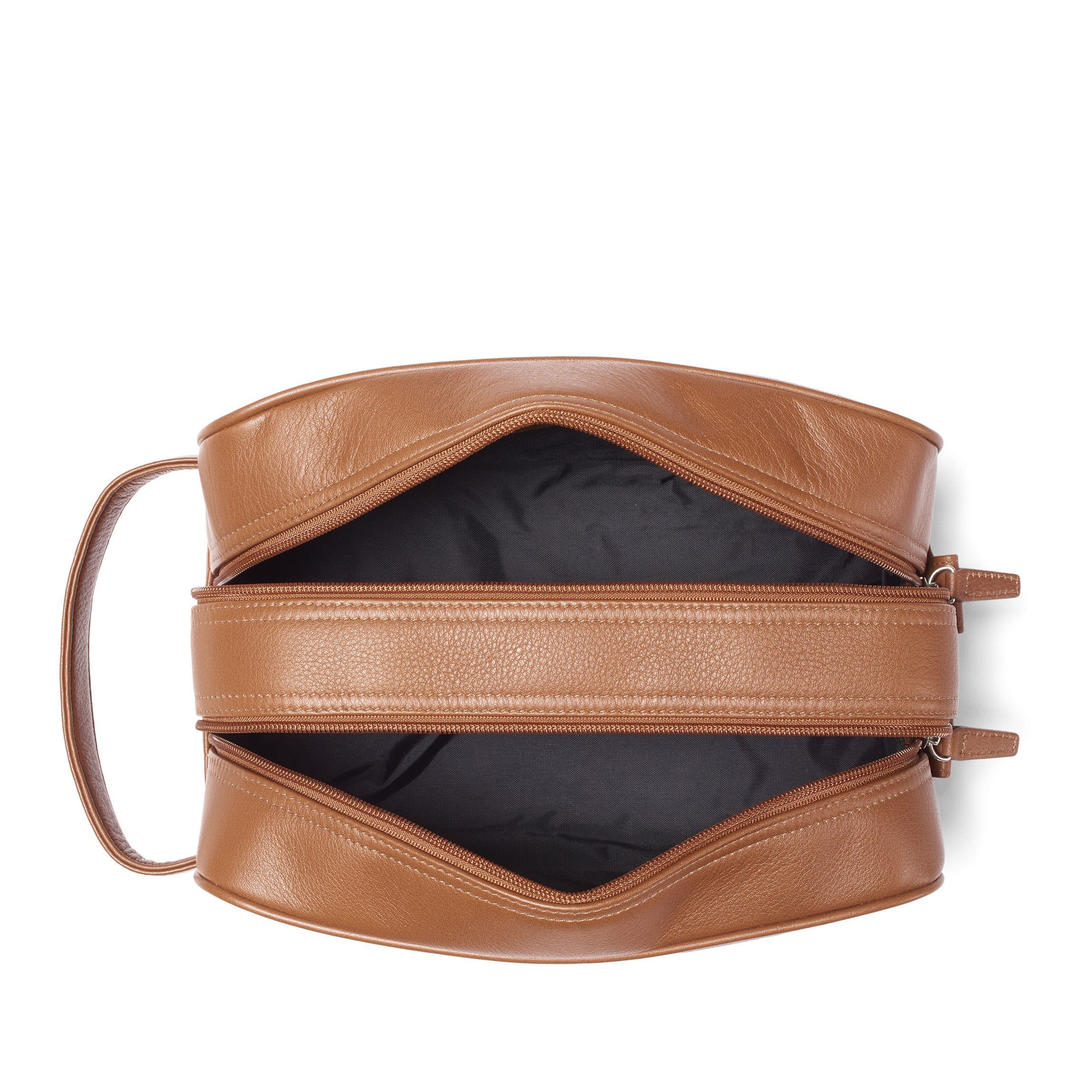 Double Zip Toiletry Bag Cognac - Image 6