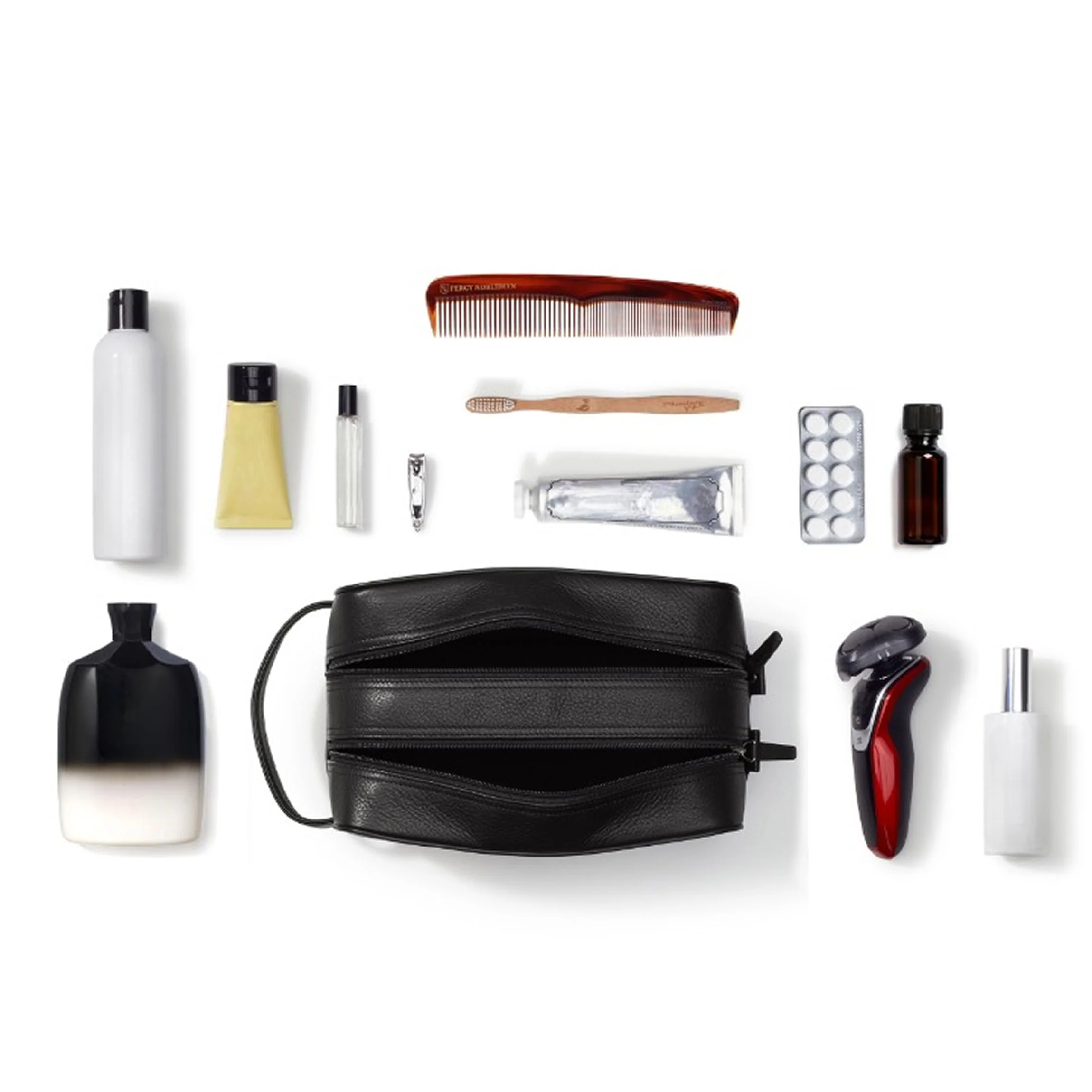 Double Zip Toiletry Bag Navy Blue - Image 4