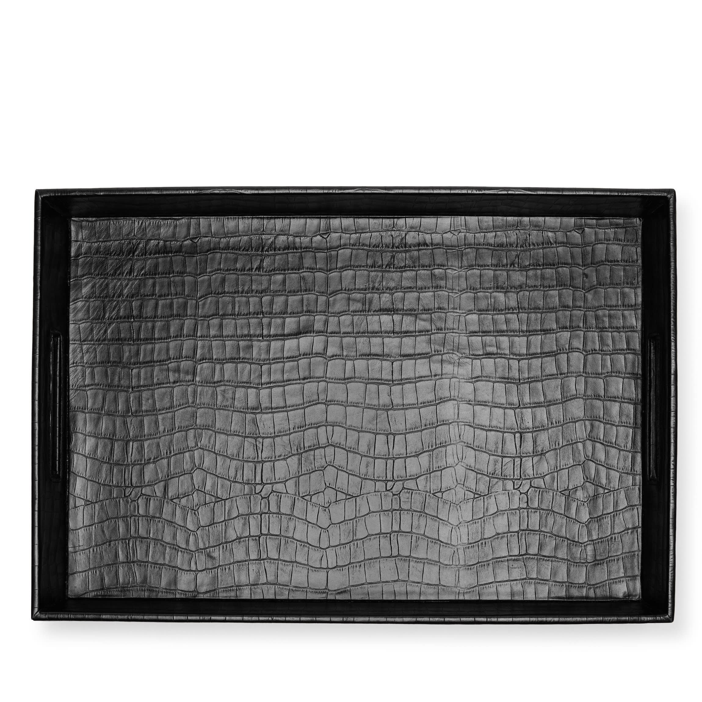 Leather Decorative Tray Black Croc - Image 3