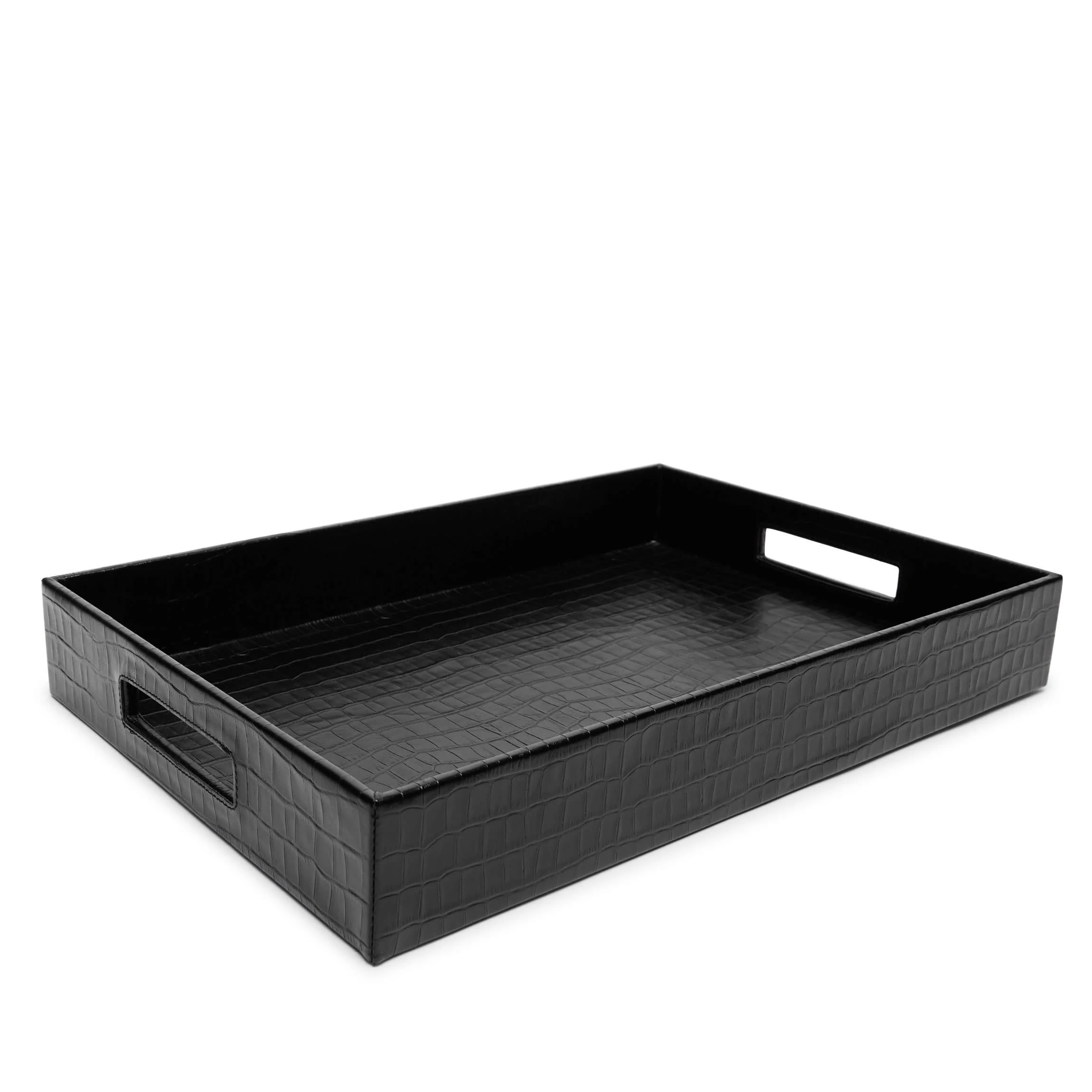 Leather Decorative Tray Black Croc - Image 4