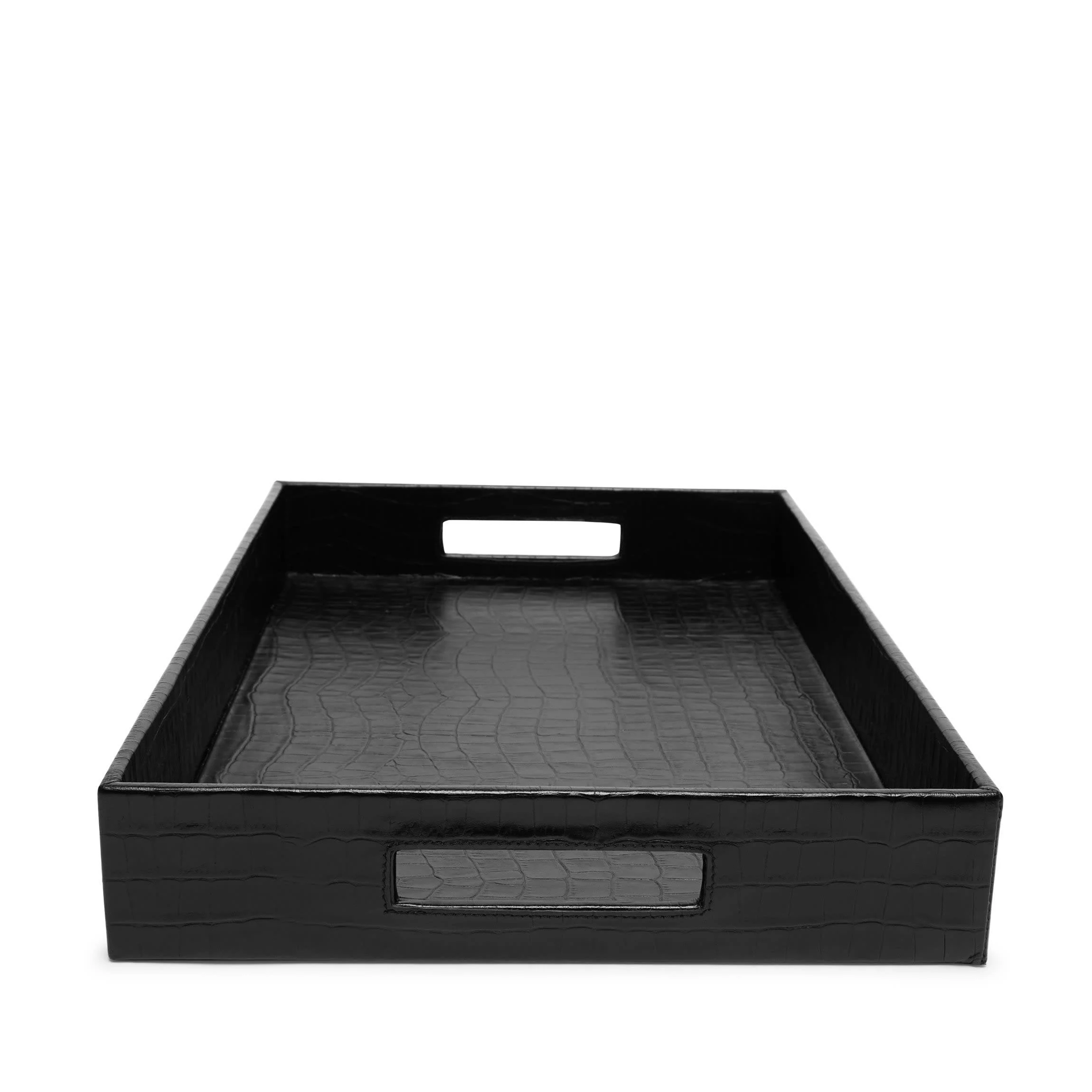 Leather Decorative Tray Black Croc - Image 5