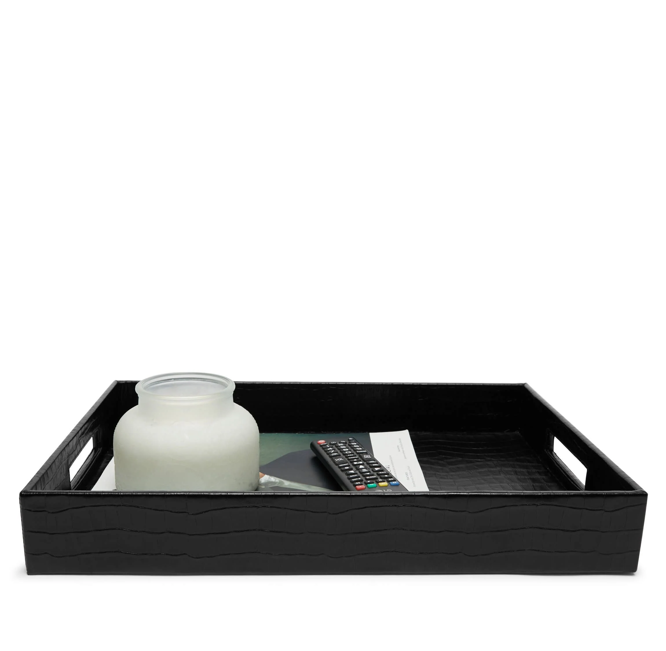 Leather Decorative Tray Black Croc - Image 6