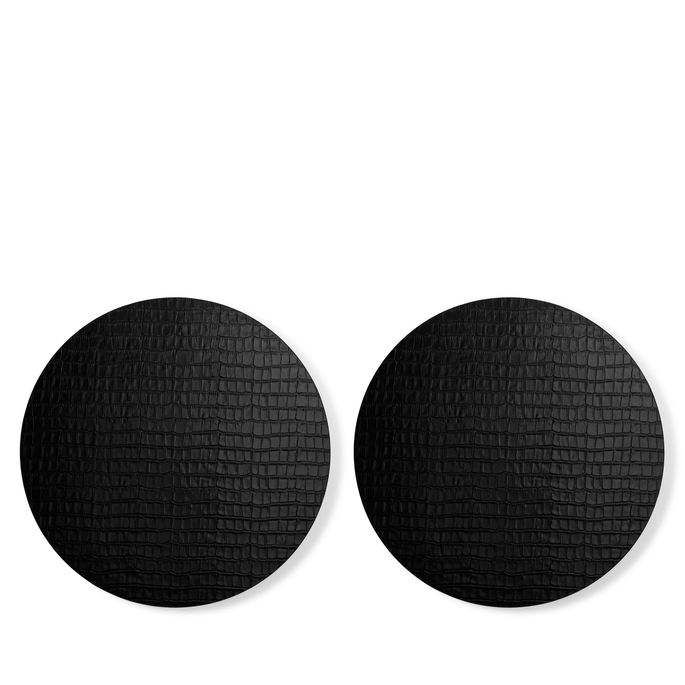 Modern Round Placemats, Set of 2 Black Croc - Image 4