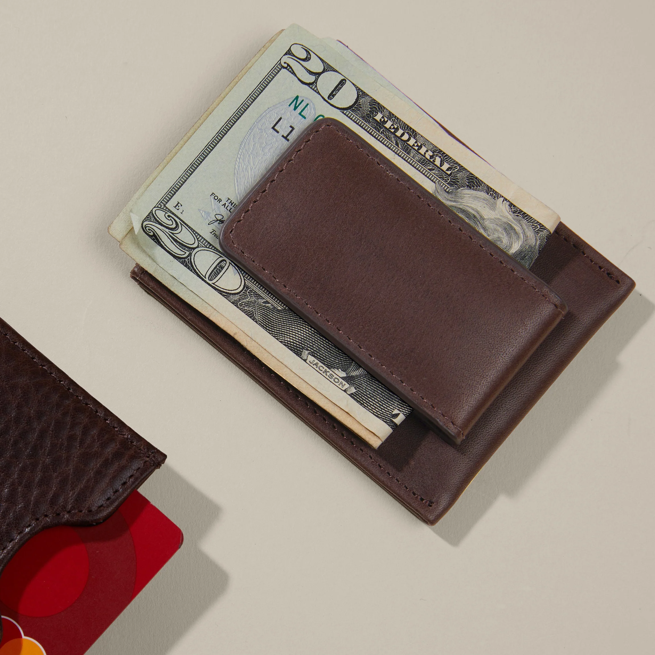 Money Clip Card Case Mahogany - Image 3