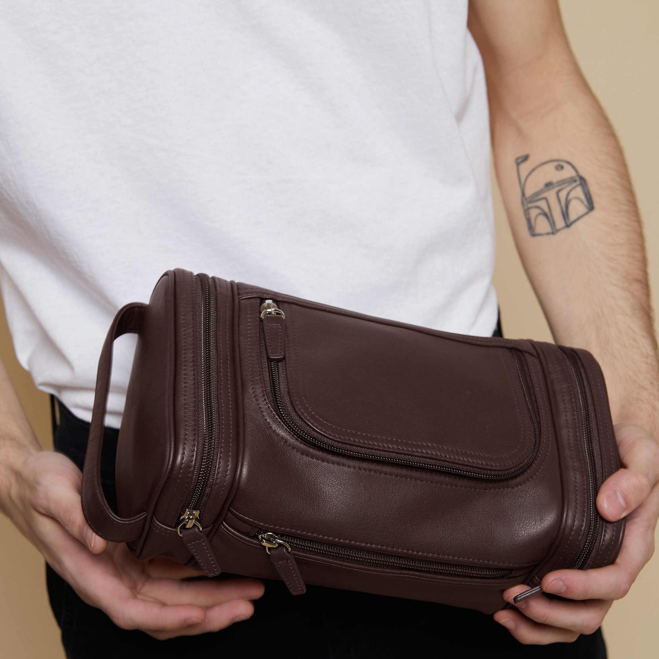 Multi Pocket Toiletry Bag Brown - Image 3