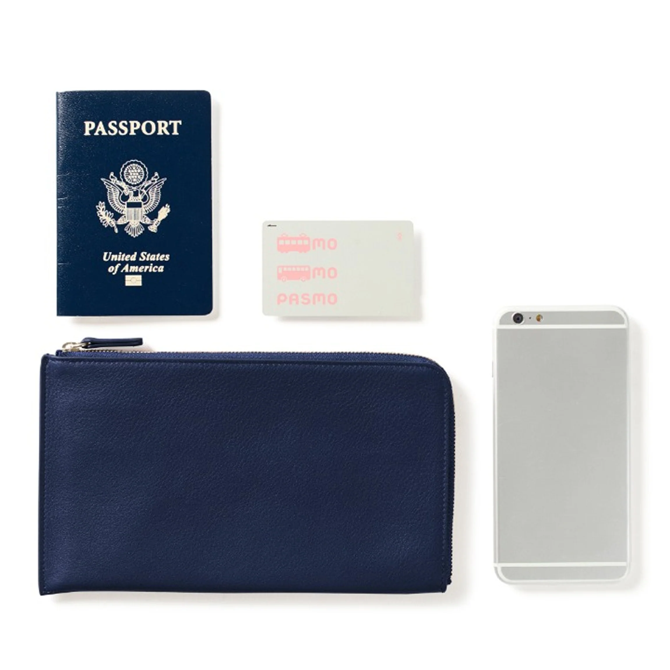 Slim Zip Travel Wallet Navy Blue - Image 5