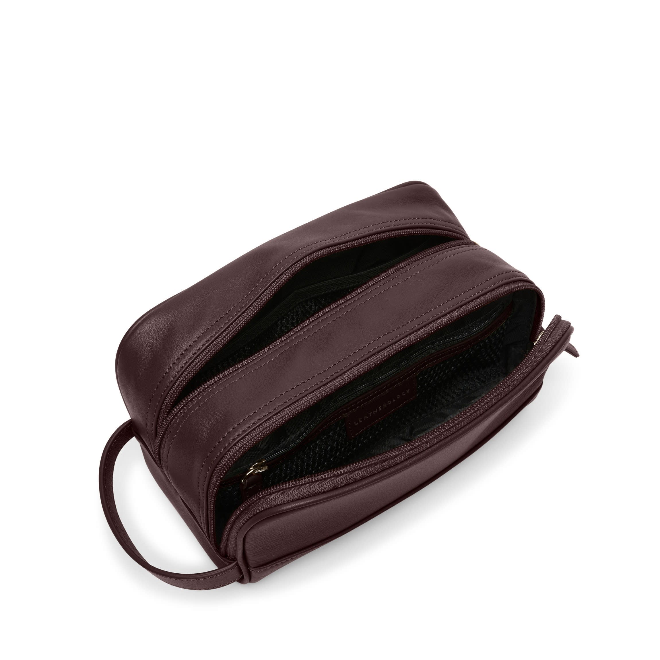 Small Double Zip Toiletry Bag Brown - Image 5