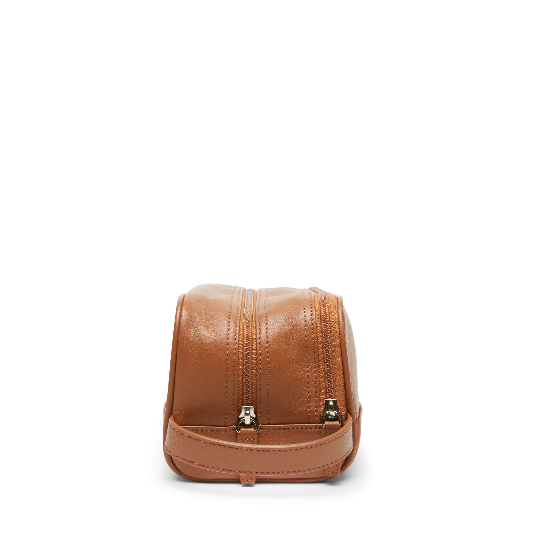 Small Double Zip Toiletry Bag Cognac - Image 6
