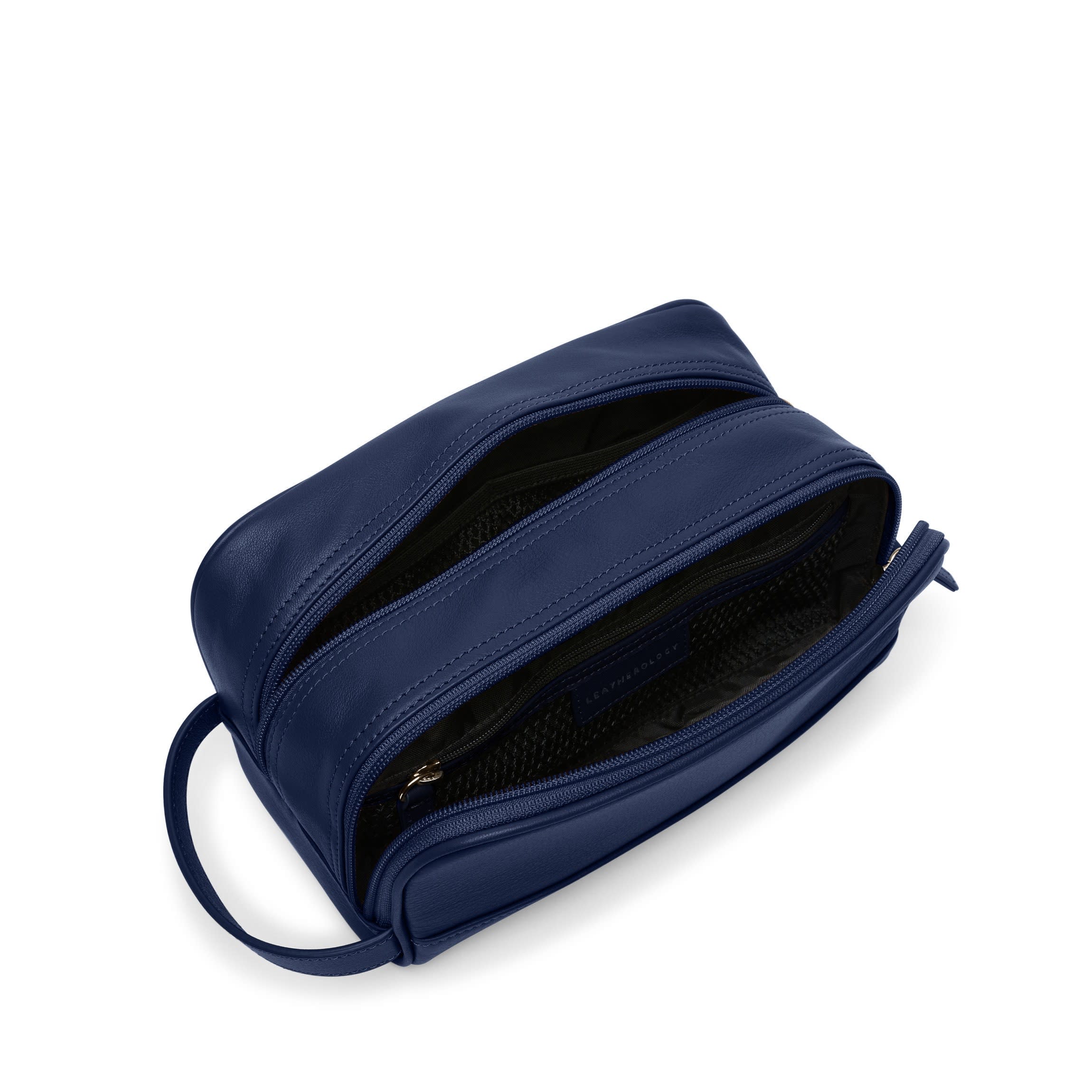 Small Double Zip Toiletry Bag Navy Blue - Image 5
