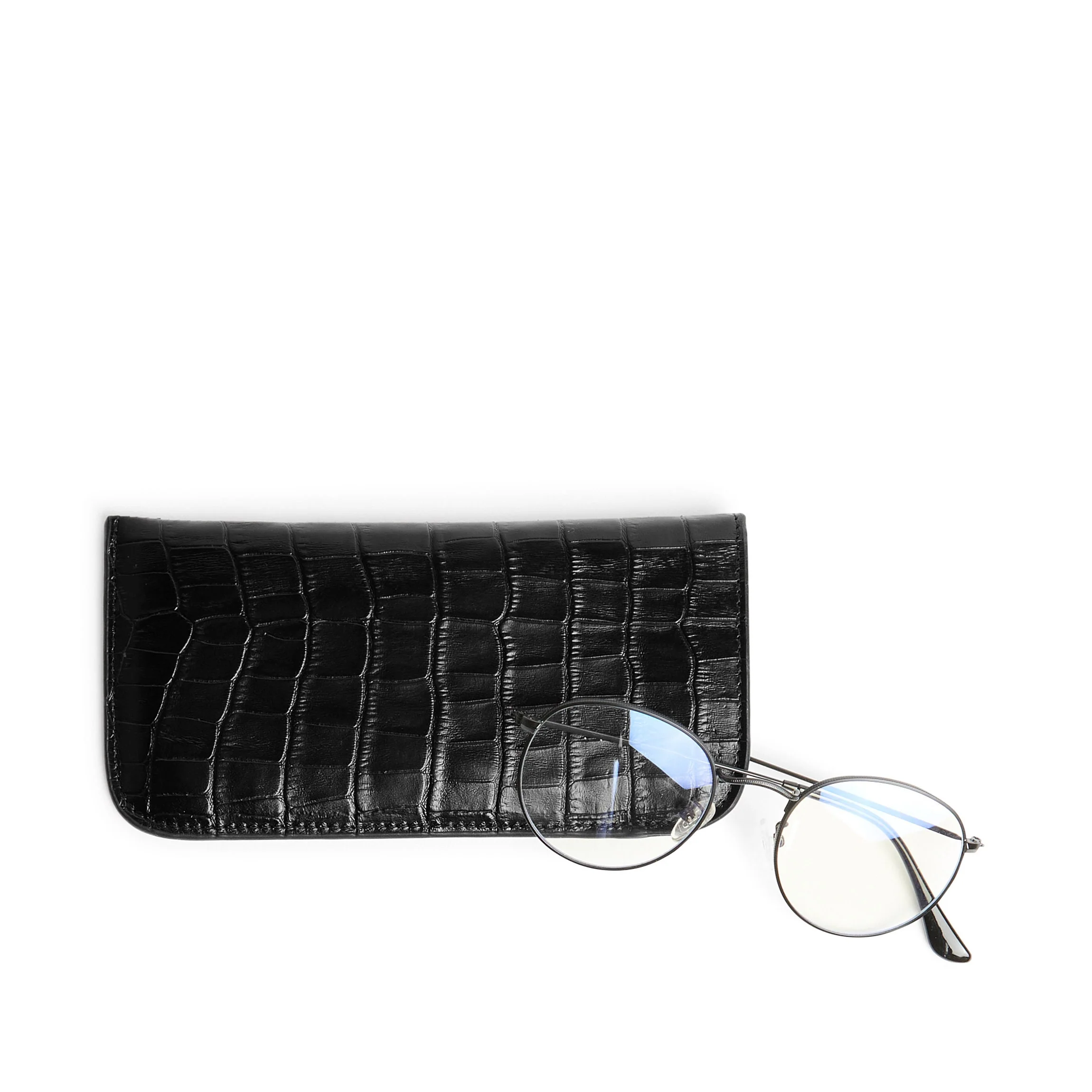 Soft Eyeglass Case Black Croc - Image 4