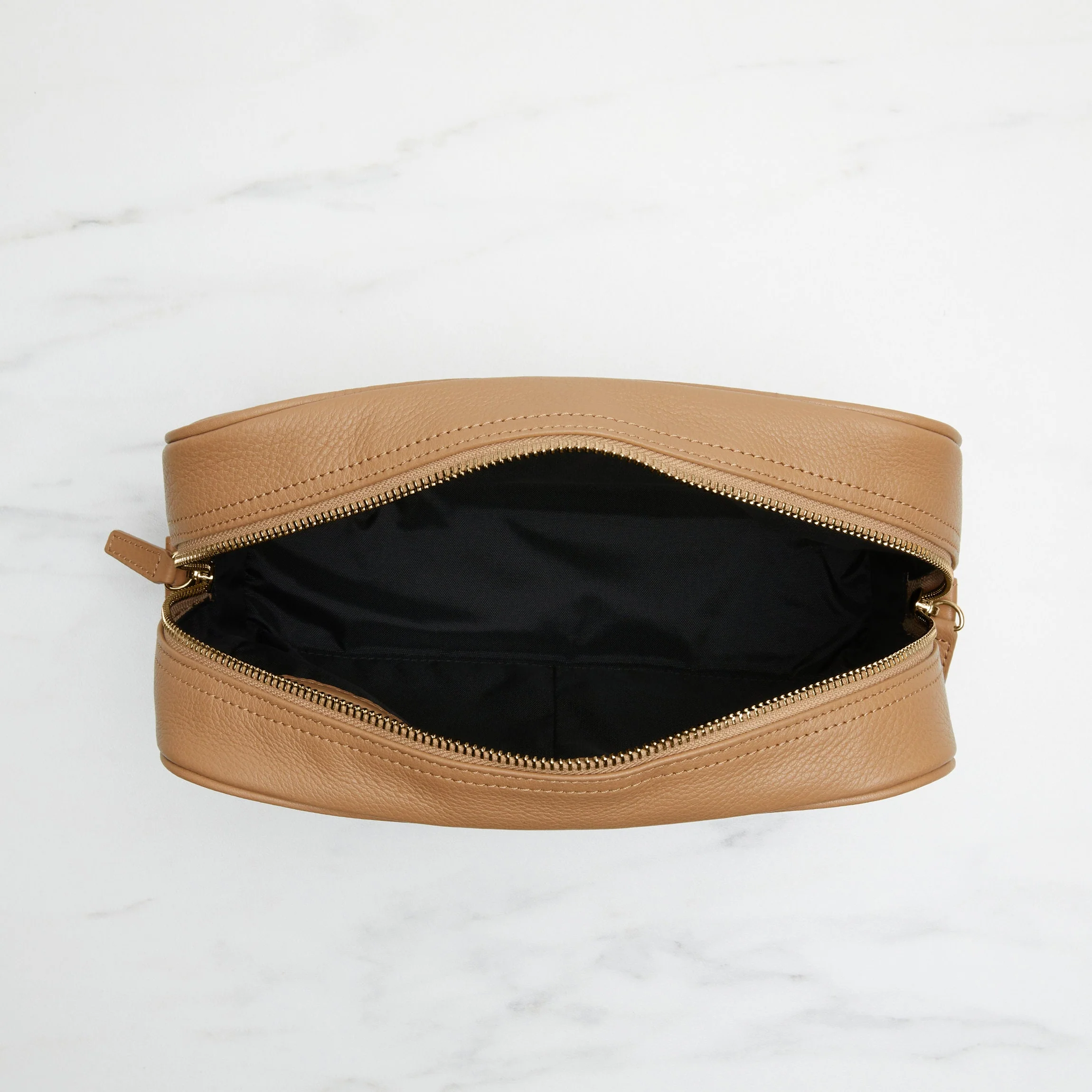Top Zip Toiletry Bag Camel - Image 6